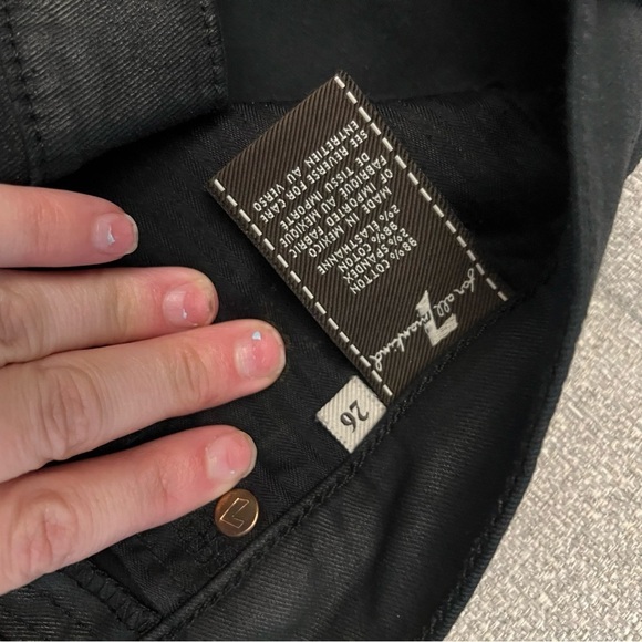 SEVEN FOR ALL MANKIND BLACK WAXED DENIM SKINNY JEANS - Picture 5 of 8